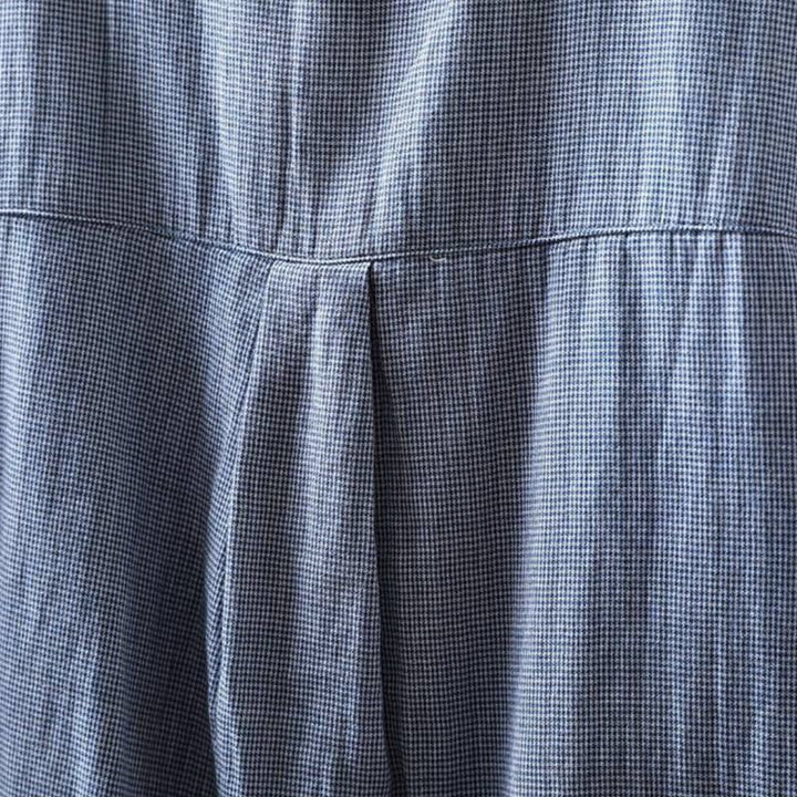 Camisa de algodón de manga larga para mujer con cuello con volantes y botones a cuadros pequeños de Buddha Stones Fall - image 6