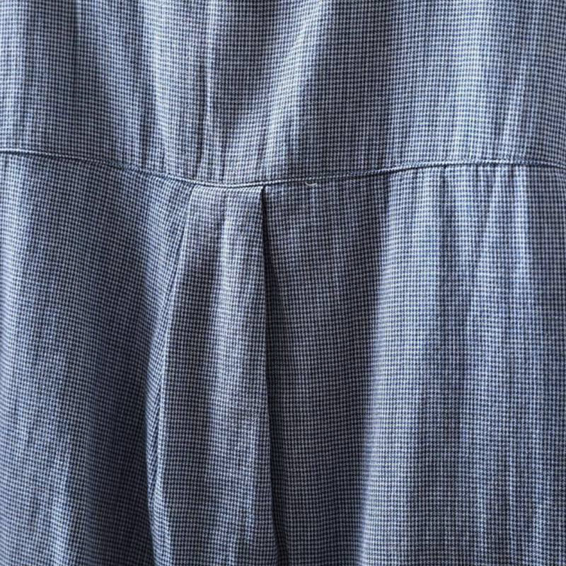 Camisa de algodón de manga larga para mujer con cuello con volantes y botones a cuadros pequeños de Buddha Stones Fall - image 6