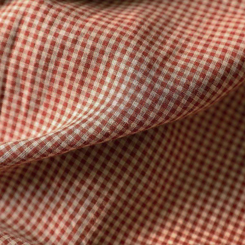 Camisa de algodón de manga larga para mujer con cuello con volantes y botones a cuadros pequeños de Buddha Stones Fall - image 11