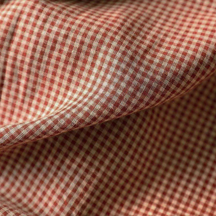 Camisa de algodón de manga larga para mujer con cuello con volantes y botones a cuadros pequeños de Buddha Stones Fall - image 11