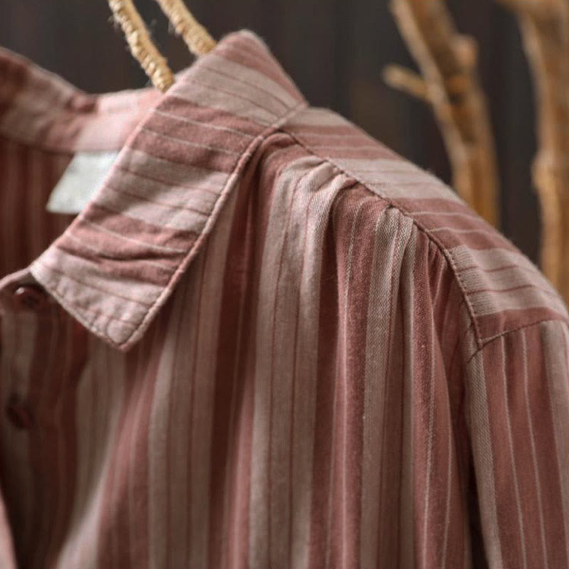 Camisa de algodón de manga larga con cuello alto y botones para mujer con Buddha Stones - image 17