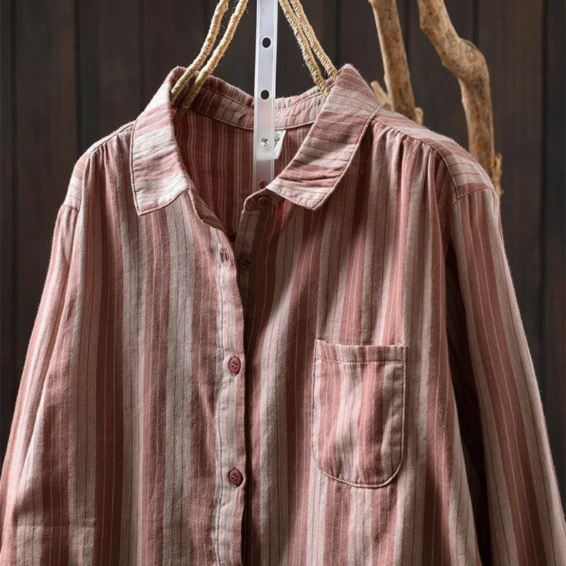 Camisa de algodón de manga larga con cuello alto y botones para mujer con Buddha Stones - image 15
