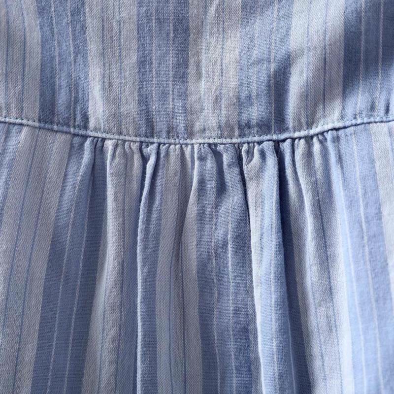 Camisa de algodón de manga larga con cuello alto y botones para mujer con Buddha Stones - image 5