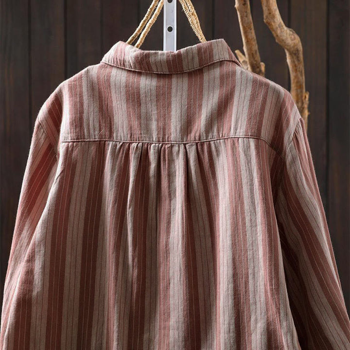 Camisa de algodón de manga larga con cuello alto y botones para mujer con Buddha Stones - image 18