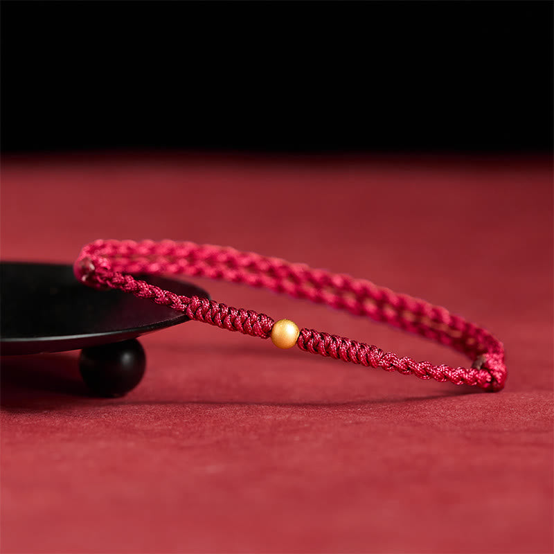 Pulsera tobillera de cuerda roja trenzada con cuentas individuales bañadas en oro y plata de ley 925 con Buddha Stones - image 5
