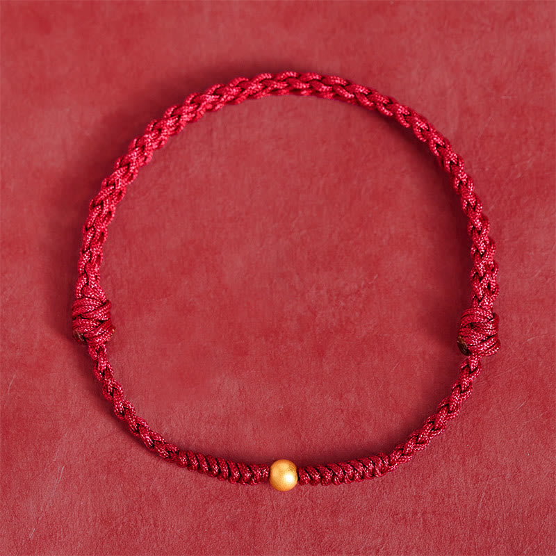 Pulsera tobillera de cuerda roja trenzada con cuentas individuales bañadas en oro y plata de ley 925 con Buddha Stones - image 1
