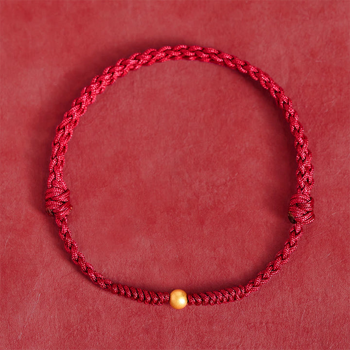 Pulsera tobillera de cuerda roja trenzada con cuentas individuales bañadas en oro y plata de ley 925 con Buddha Stones - image 1