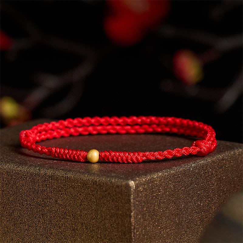 Pulsera tobillera de cuerda roja trenzada con cuentas individuales bañadas en oro y plata de ley 925 con Buddha Stones - image 12