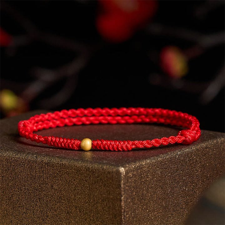 Pulsera tobillera de cuerda roja trenzada con cuentas individuales bañadas en oro y plata de ley 925 con Buddha Stones - image 12