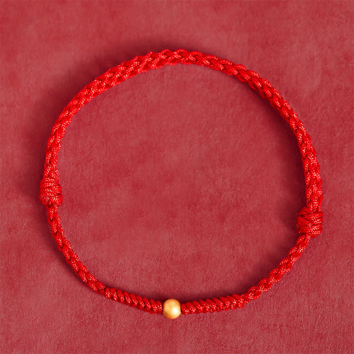 Pulsera tobillera de cuerda roja trenzada con cuentas individuales bañadas en oro y plata de ley 925 con Buddha Stones - image 10