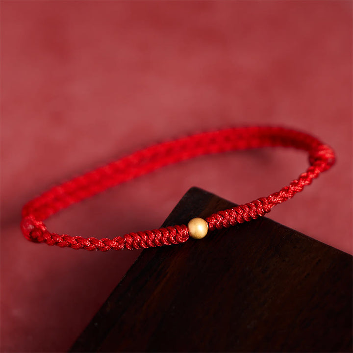Pulsera tobillera de cuerda roja trenzada con cuentas individuales bañadas en oro y plata de ley 925 con Buddha Stones - image 11