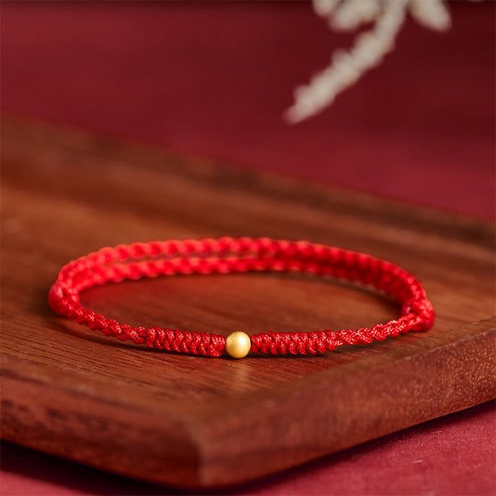 Pulsera tobillera de cuerda roja trenzada con cuentas individuales bañadas en oro y plata de ley 925 con Buddha Stones - image 13