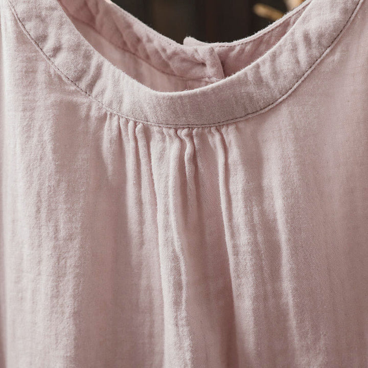 Camisa de algodón de manga larga para mujer con cuello redondo y botones en la espalda con estampado de Buddha Stones Fall - image 4