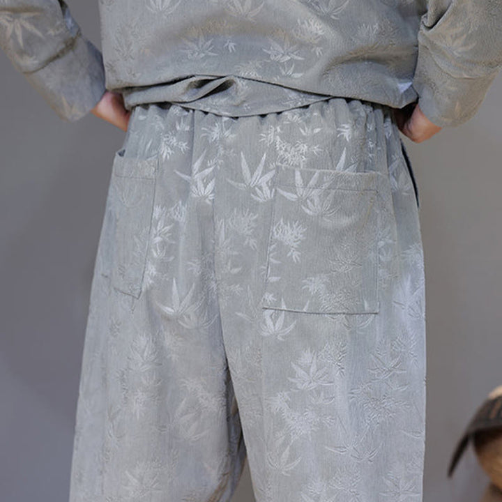 Conjunto de 2 Buddha Stones de traje Tang de bambú grueso de invierno para hombre, de pana de algodón con botones de rana, chaqueta de manga larga y pantalones con bolsillos. - image 20