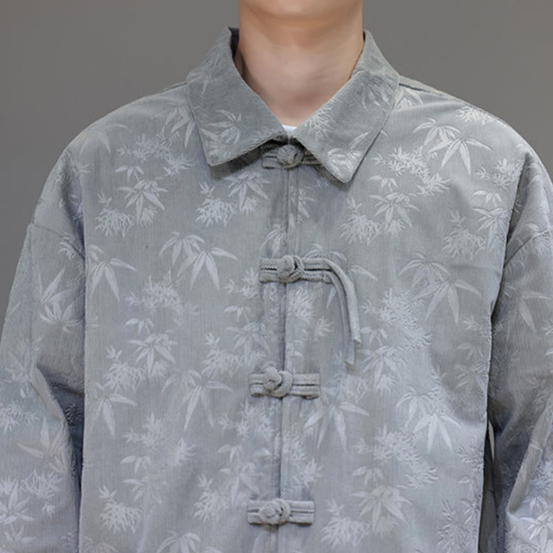 Conjunto de 2 Buddha Stones de traje Tang de bambú grueso de invierno para hombre, de pana de algodón con botones de rana, chaqueta de manga larga y pantalones con bolsillos. - image 18