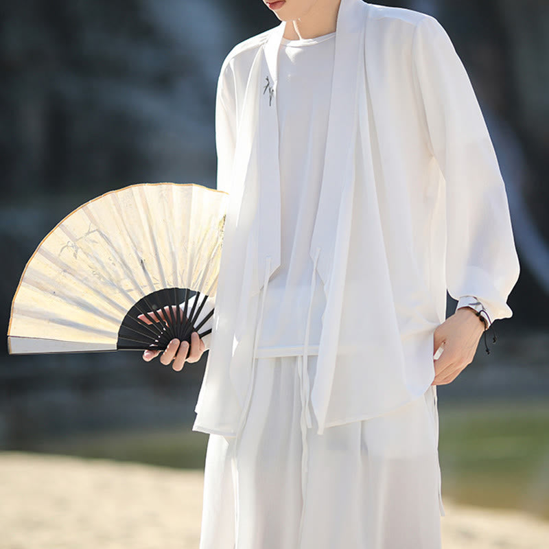 Conjunto de 2 piezas de kimono de algodón con bordado de bambú y cordones Buddha Stones, pantalones hasta los tobillos con bolsillos, ropa de meditación para hombre - image 13