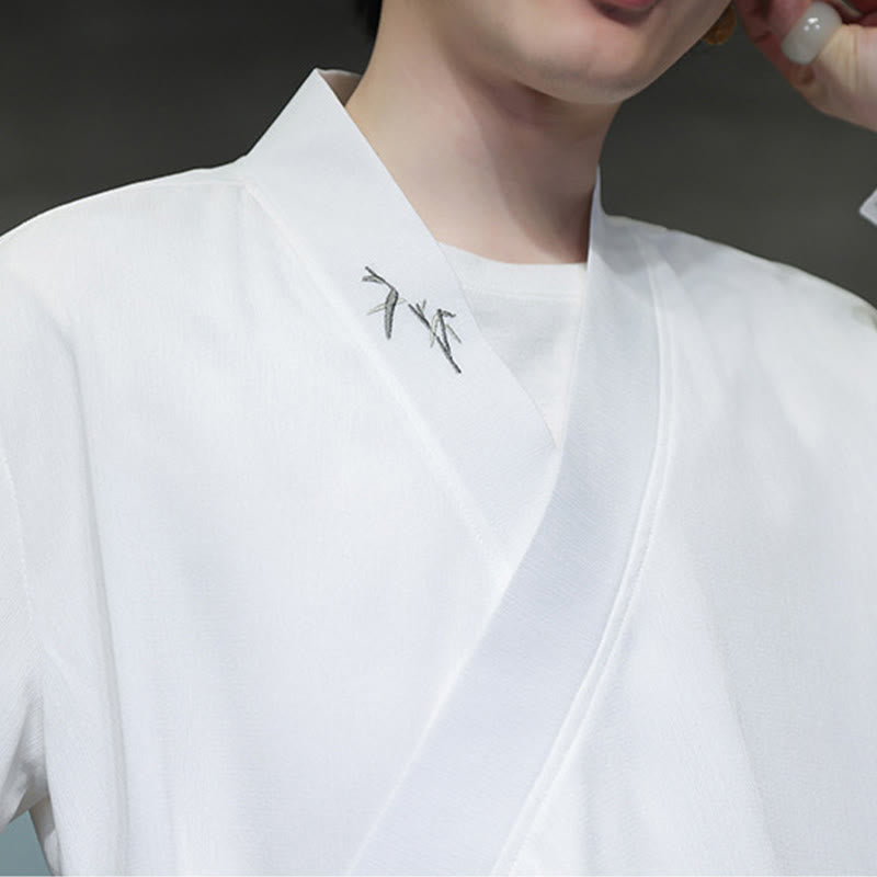 Conjunto de 2 piezas de kimono de algodón con bordado de bambú y cordones Buddha Stones, pantalones hasta los tobillos con bolsillos, ropa de meditación para hombre - image 15