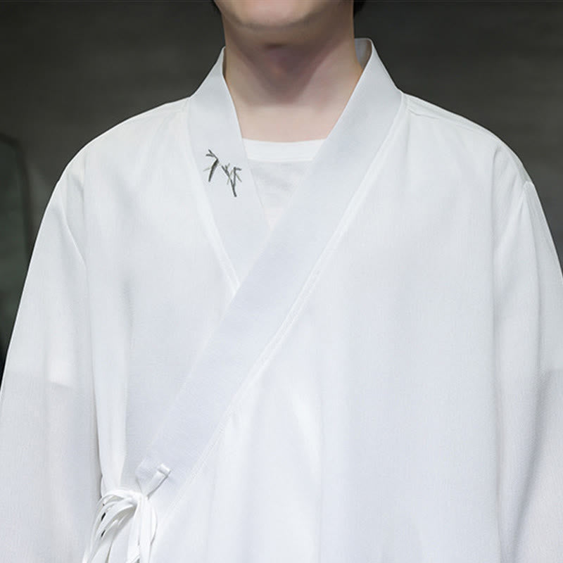 Conjunto de 2 piezas de kimono de algodón con bordado de bambú y cordones Buddha Stones, pantalones hasta los tobillos con bolsillos, ropa de meditación para hombre - image 16