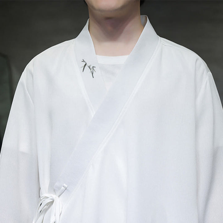 Conjunto de 2 piezas de kimono de algodón con bordado de bambú y cordones Buddha Stones, pantalones hasta los tobillos con bolsillos, ropa de meditación para hombre - image 16