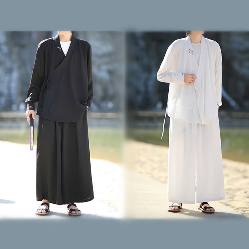 Conjunto de 2 piezas de kimono de algodón con bordado de bambú y cordones Buddha Stones, pantalones hasta los tobillos con bolsillos, ropa de meditación para hombre - image 19