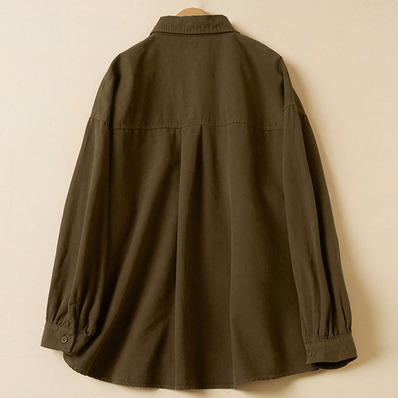 Camisa de algodón de manga larga con cuello alto y botones informales para mujer con diseño de Buddha Stones - image 16