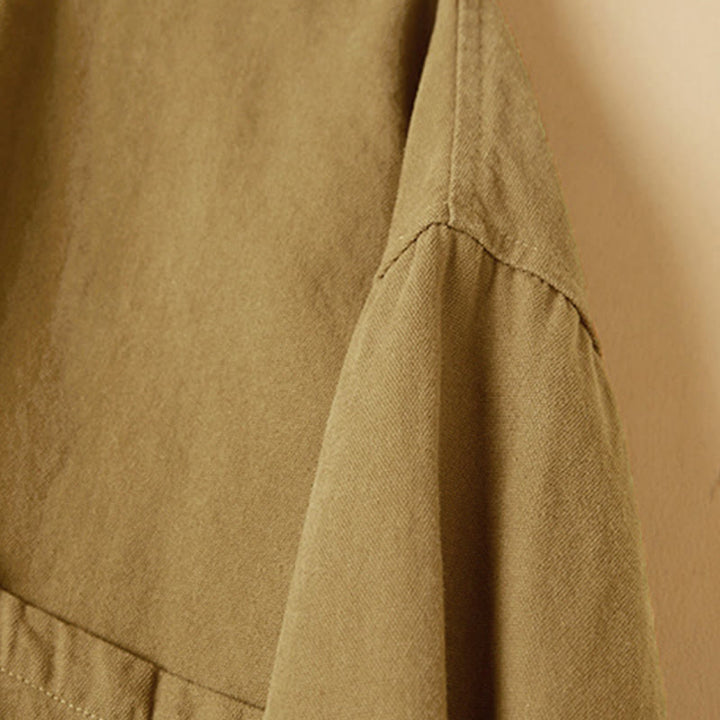 Camisa de algodón de manga larga con cuello alto y botones informales para mujer con diseño de Buddha Stones - image 8