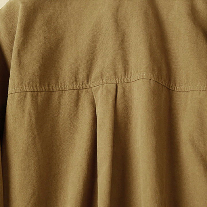 Camisa de algodón de manga larga con cuello alto y botones informales para mujer con diseño de Buddha Stones - image 14