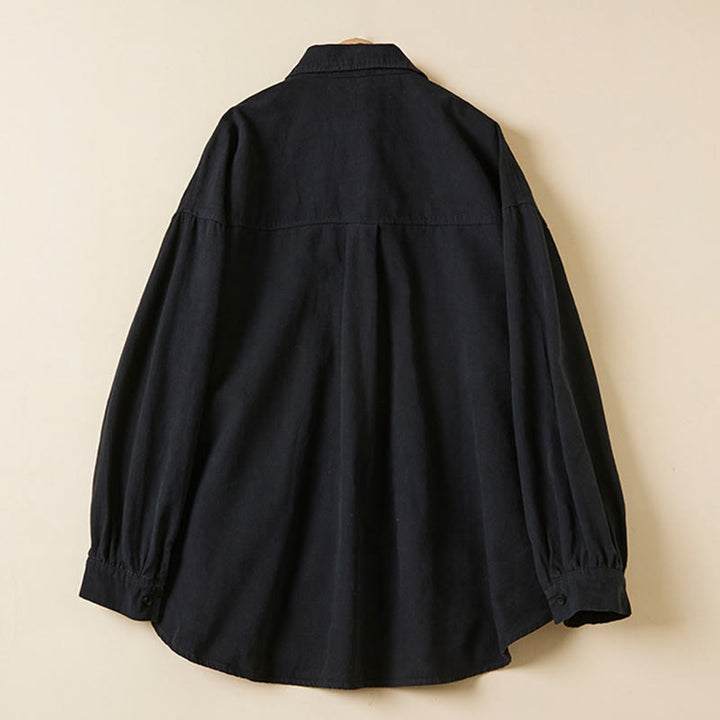 Camisa de algodón de manga larga con cuello alto y botones informales para mujer con diseño de Buddha Stones - image 22