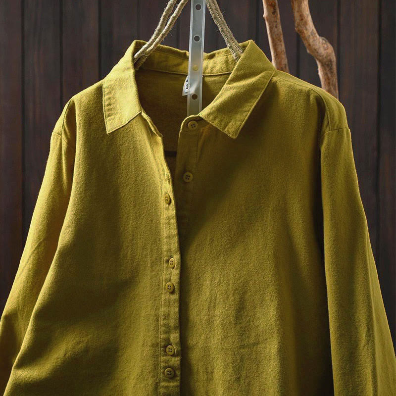 Camisa de algodón de manga larga con cuello alto, botones y estampado de Buddha Stones para mujer - image 21