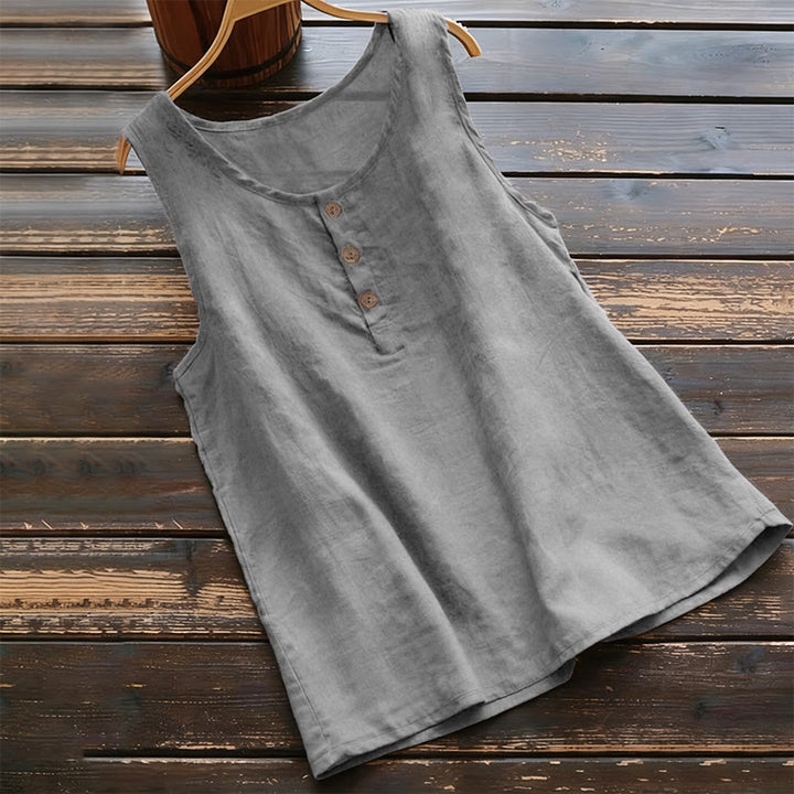 Chaleco de mujer Buddha Stones, color liso, cuello redondo y botones. - Gris - US18, UK/AU22, EU50 (5XL) - image 2