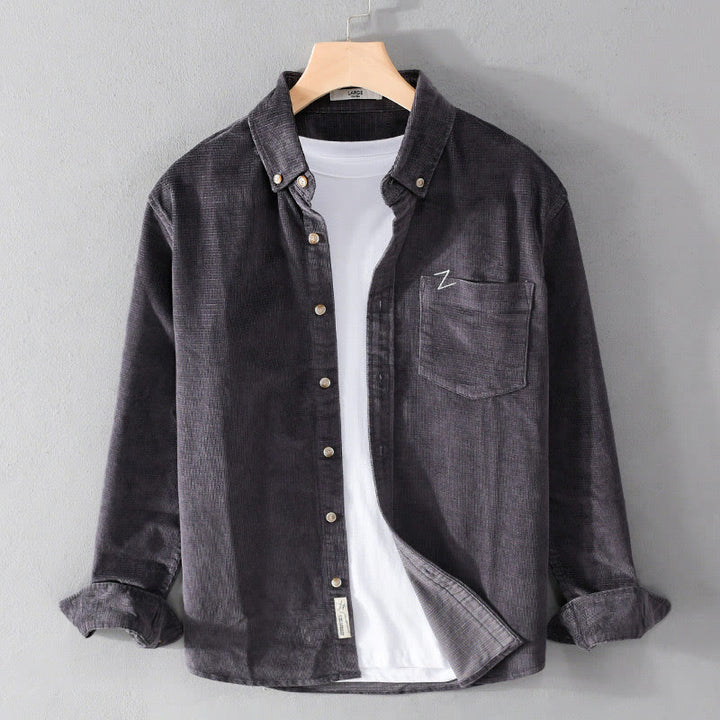 Chaqueta informal de pana con estampado de Buddha Stones, de algodón, de manga larga y color liso, para hombre, con bolsillos - Gris oscuro - US/UK/AU44, EU54 (4XL) - image 0