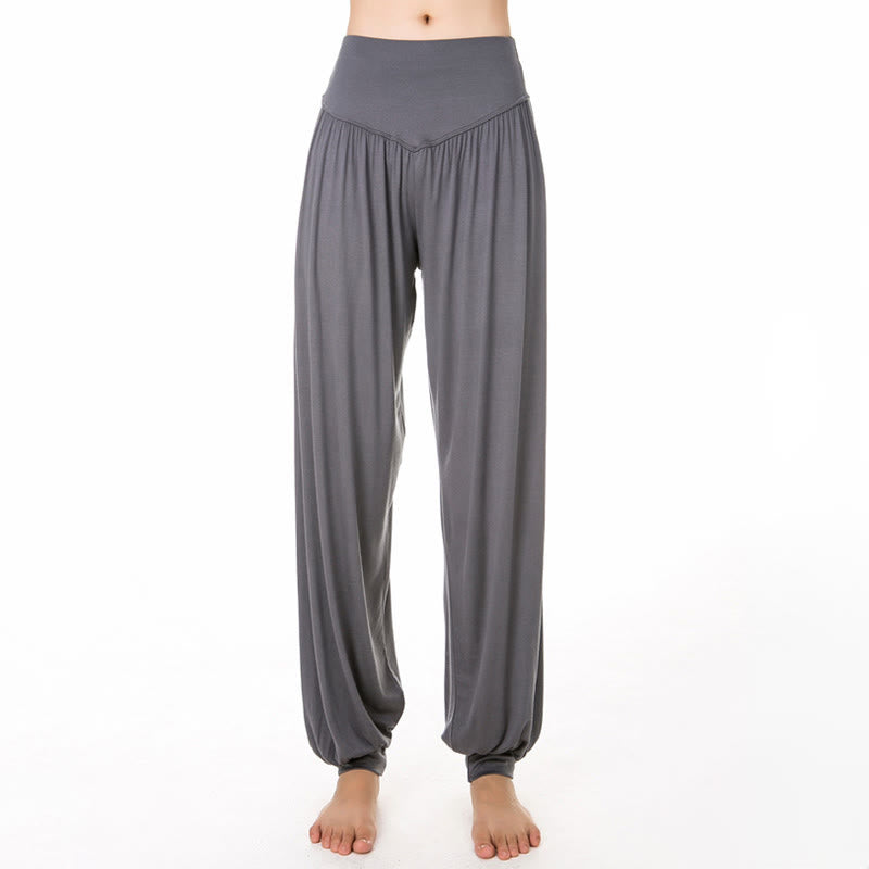 Pantalones harem holgados de modal con Buddha Stones y color liso para yoga y baile. - image 16