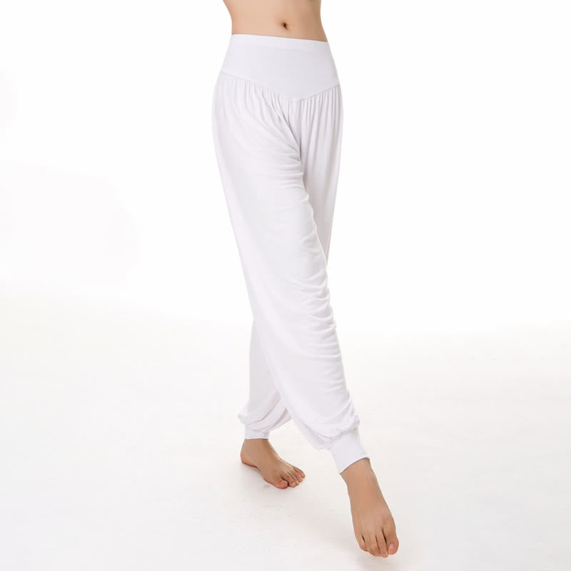 Pantalones harem holgados de modal con Buddha Stones y color liso para yoga y baile. - image 18