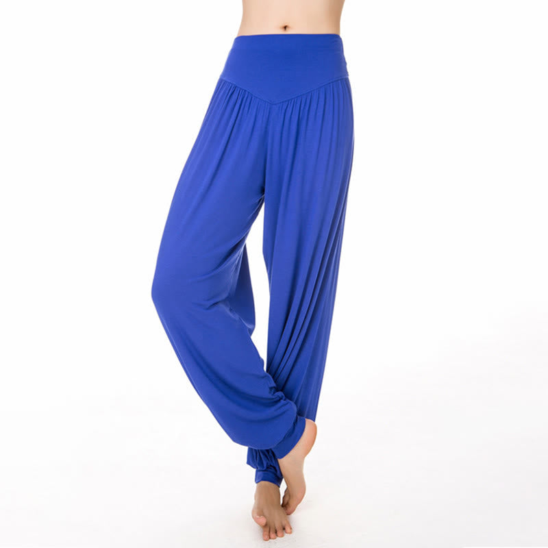 Pantalones harem holgados de modal con Buddha Stones y color liso para yoga y baile. - Azul real - US12, UK/AU16, EU44 (3XL) - image 27