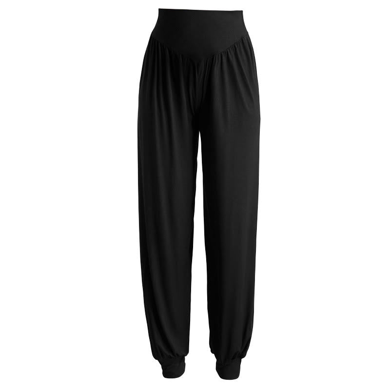 Pantalones harem holgados de modal con Buddha Stones y color liso para yoga y baile. - image 6
