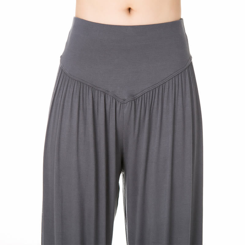 Pantalones harem holgados de modal con Buddha Stones y color liso para yoga y baile. - image 14