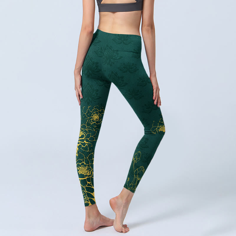 Leggings de yoga para mujer con estampado de imagen de Buddha Stones de loto y Buda - image 4