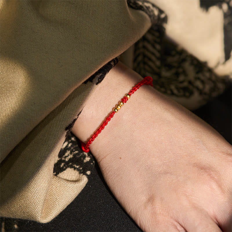Pulsera ajustable con cuentas de oro y Buddha Stones en plata de ley 925 con hilo rojo. - image 5