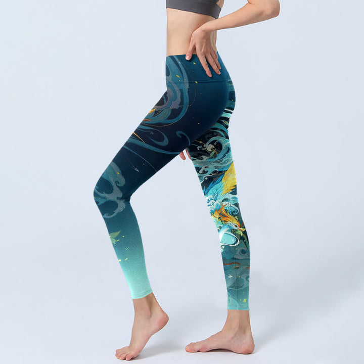 Leggings de yoga para mujer con estampado de nubes de fénix y Buddha Stones - image 2