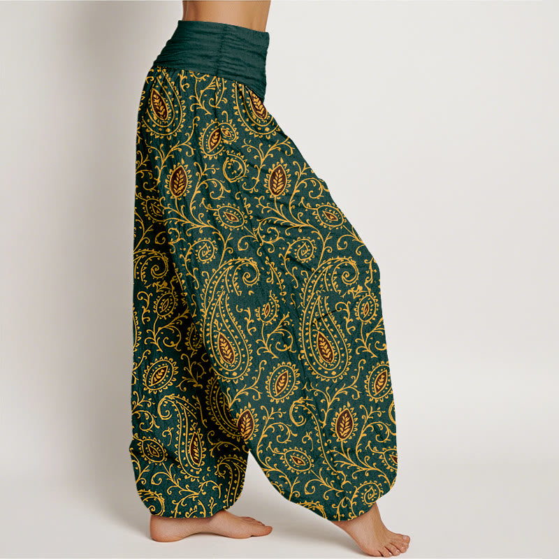 Pantalones Buddha Stones de algodón con estampado paisley de colores brillantes y cintura elástica para mujer - image 2