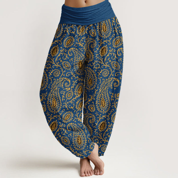 Pantalones Buddha Stones de algodón con estampado paisley de colores brillantes y cintura elástica para mujer - Azul - US16，UK/AU20，EU48 (3XL) - image 5