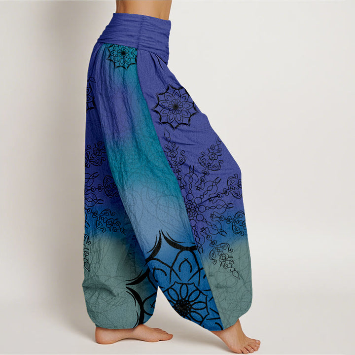 Pantalones harén de algodón con estampado de mandalas de colores brillantes y Buddha Stones para mujer, con cintura elástica - image 10