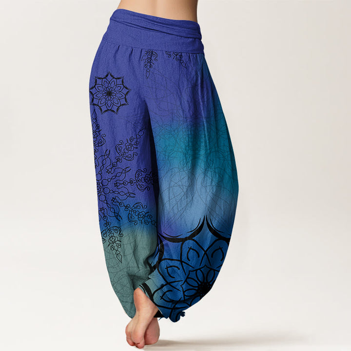 Pantalones harén de algodón con estampado de mandalas de colores brillantes y Buddha Stones para mujer, con cintura elástica - image 9