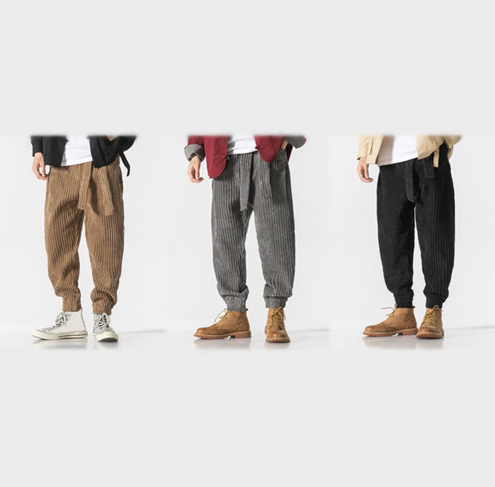 Pantalones de pana hasta el tobillo para hombre, de color liso, con bolsillos, de Buddha Stones Winter - image 34