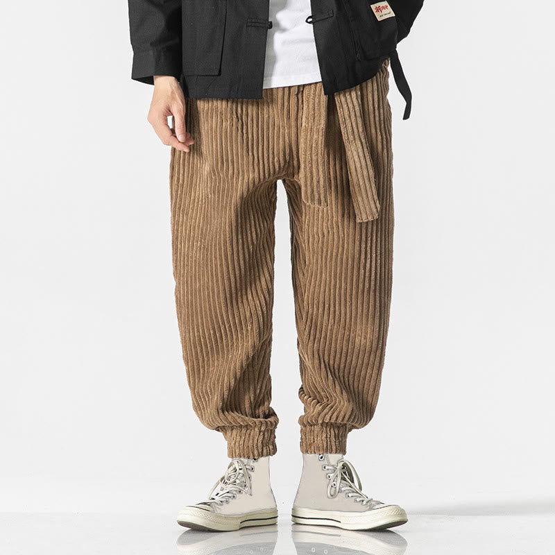 Pantalones de pana hasta el tobillo para hombre, de color liso, con bolsillos, de Buddha Stones Winter - image 25