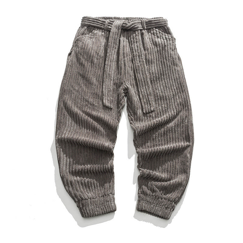 Pantalones de pana hasta el tobillo para hombre, de color liso, con bolsillos, de Buddha Stones Winter - Gris oscuro - US/UK/AU46, EU56 (5XL) - image 1