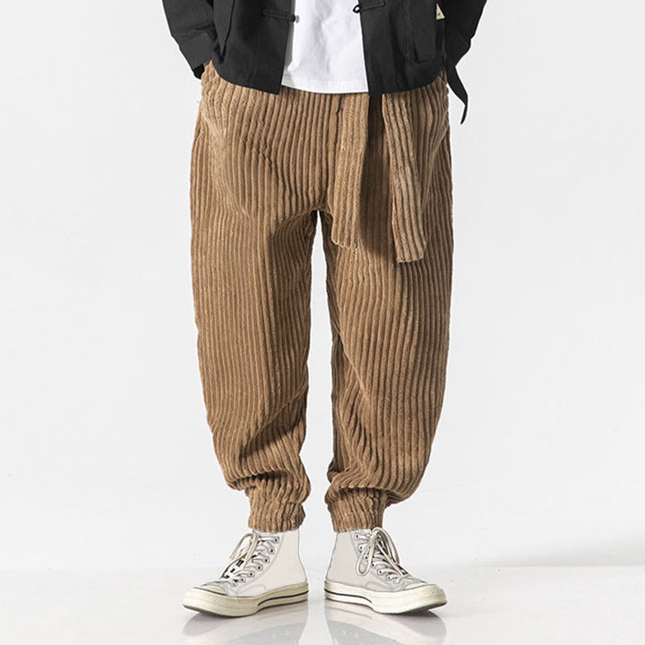 Pantalones de pana hasta el tobillo para hombre, de color liso, con bolsillos, de Buddha Stones Winter - image 31