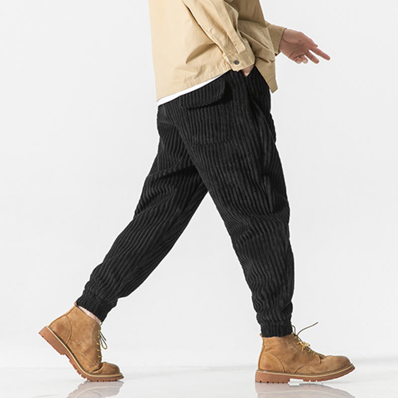Pantalones de pana hasta el tobillo para hombre, de color liso, con bolsillos, de Buddha Stones Winter - image 19