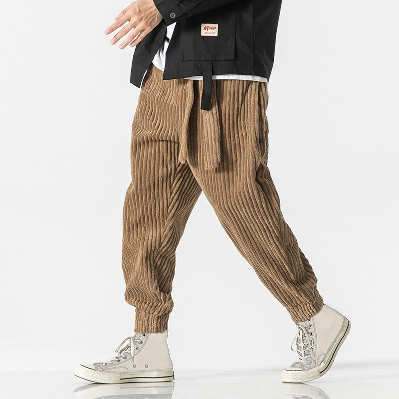 Pantalones de pana hasta el tobillo para hombre, de color liso, con bolsillos, de Buddha Stones Winter - image 30