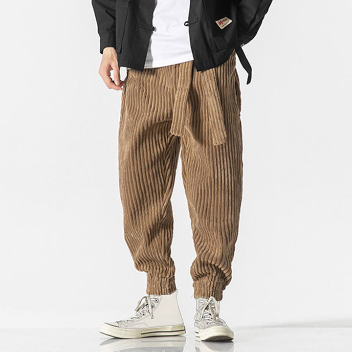 Pantalones de pana hasta el tobillo para hombre, de color liso, con bolsillos, de Buddha Stones Winter - image 26